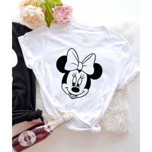 Disney Minnie Mouse "Big Face" White Graphic Tee - Size L